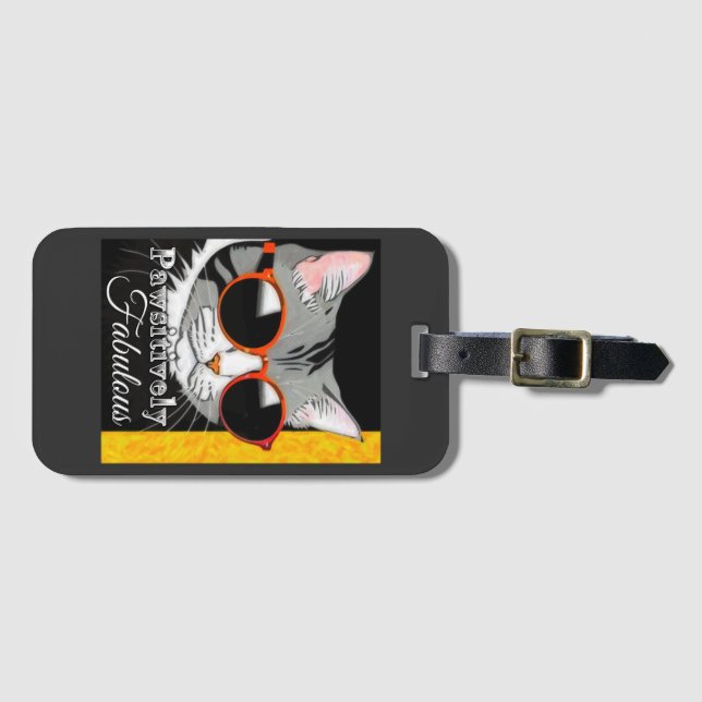 Pawsitively Fabulous Cat Luggage Tag (Front Horizontal)