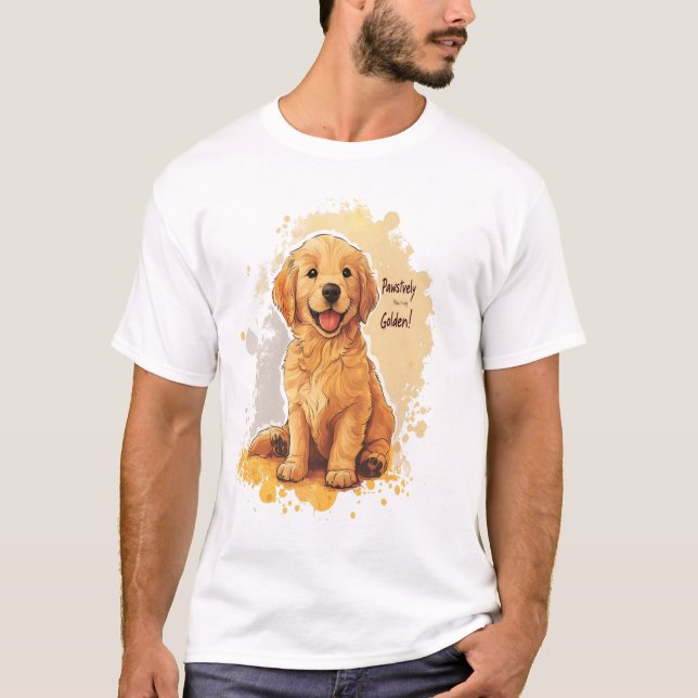 Pawsitively Golden – Splash Art Style Golden Retri T-Shirt (Front)