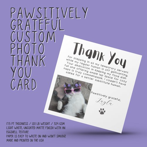 Pawsitively Grateful Custom Photo Thank You Card