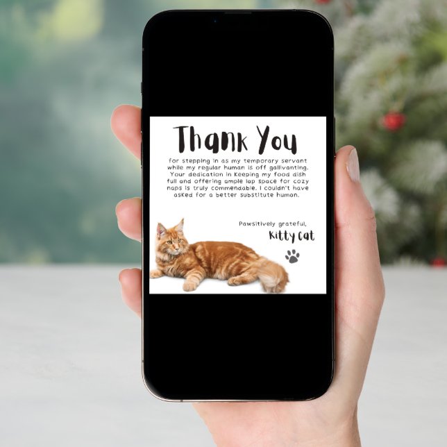 Pawsitively Grateful Substitute Human Thank You OC Holiday Card (Front Digital)