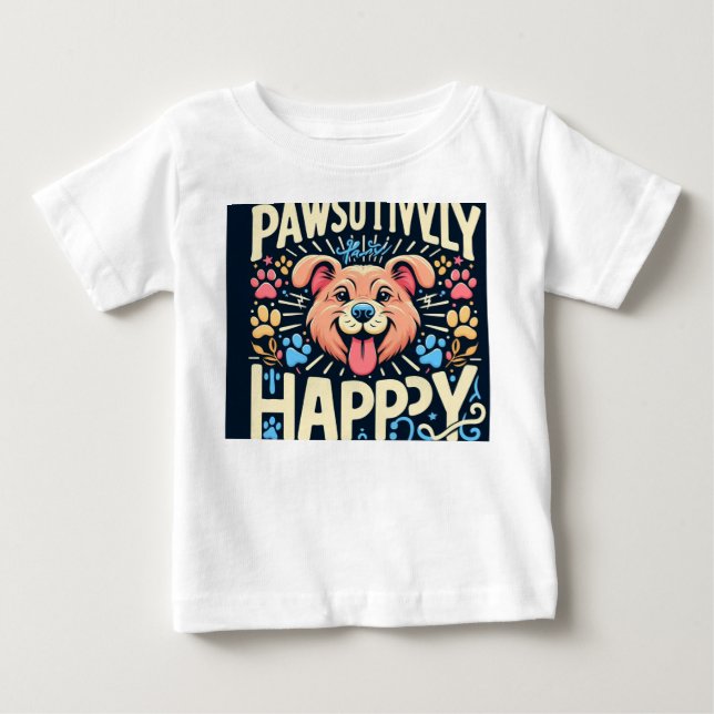 Pawsitively Happy  Baby T-Shirt (Front)