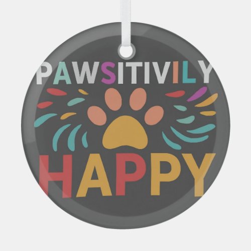 Pawsitively Happy Glass Ornament
