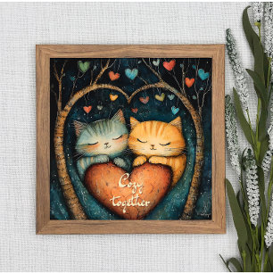Pawsitively in Love Cozy Together Poster Wall Art