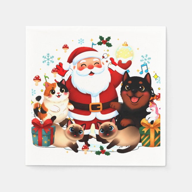 Pawsitively Jolly: Santa’s Merry Menagerie Napkins (Front)