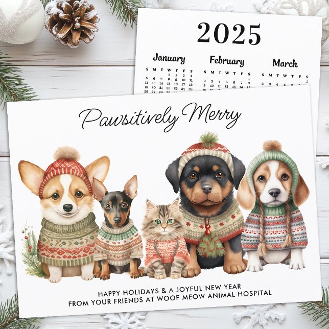 Pawsitively Merry Christmas 2026 Calendar Dog Pet  Holiday Card (Creator Uploaded)