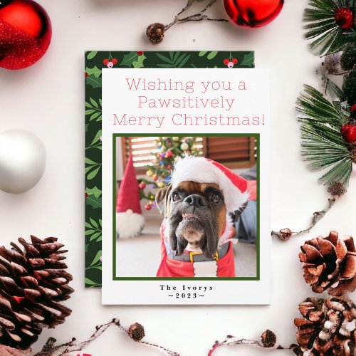 Pawsitively Merry Custom Pet Dog Photo Holiday Card