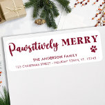 Pawsitively Merry Custom Pet Paw Return Address  Label<br><div class="desc">Introducing our new 'Pawsitively Merry' return address label, perfect for the holiday season! The modern and cute design features a series of paw prints, making it a must-have for any dog or cat lover. The simple design ensures that it can be used for any occasion, and not just during Christmas....</div>