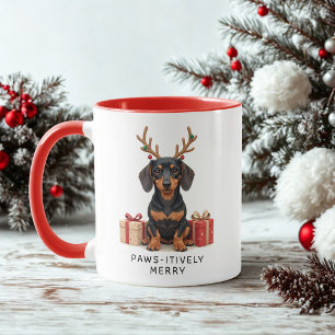 Pawsitively Merry Dachshund Doxie Christmas Coffee Mug