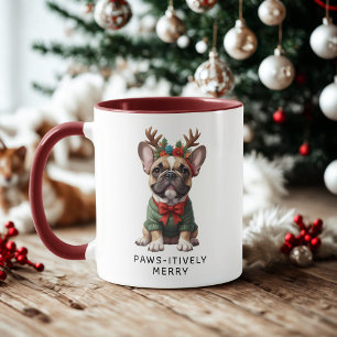 Pawsitively Merry French Bulldog Frenchie Coffee Mug