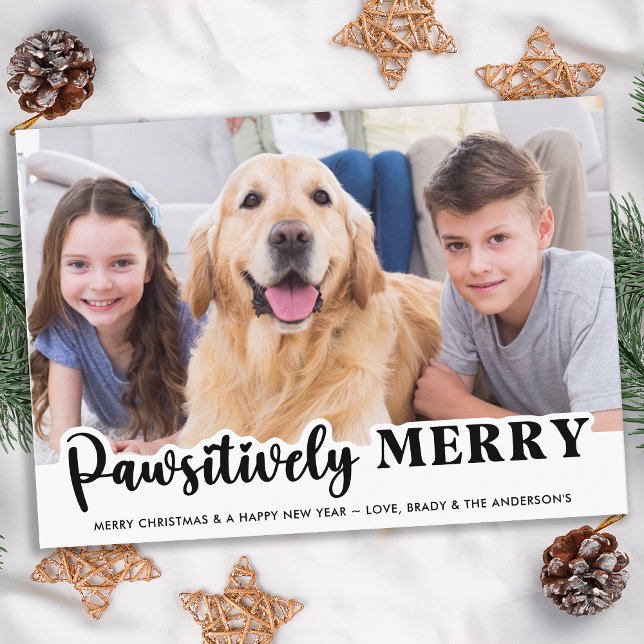 Pawsitively Merry Modern Customized Pet Dog Photo Note Card (Creator Uploaded)