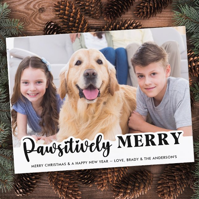 Pawsitively Merry Modern Customized Pet Dog Photo Postcard (Creator Uploaded)