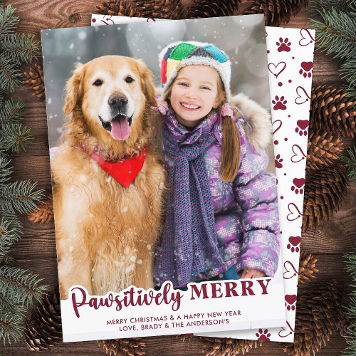 Pawsitively Merry Personalized Pet Photo Dog Lover Holiday Card