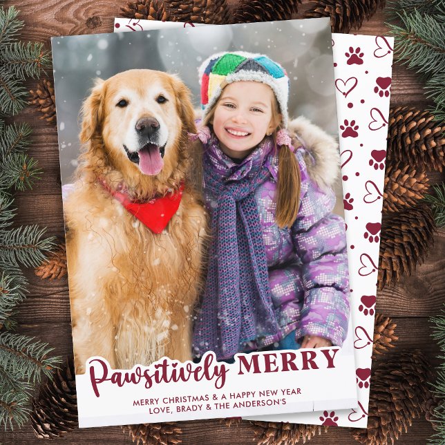 Pawsitively Merry Personalized Pet Photo Dog Lover Holiday Card (Creator Uploaded)