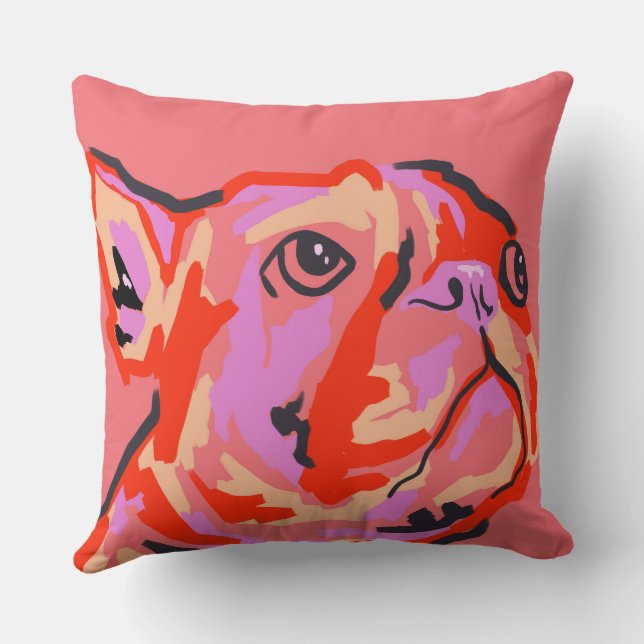 Pawsitively Patched Throw Pillow (Back)
