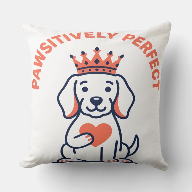 Pawsitively Perfect Royal Dog Nursery Decor Throw Pillow (Front)