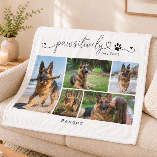 Pawsitively Perfect White Pet Five Photo Keepsake Fleece Blanket