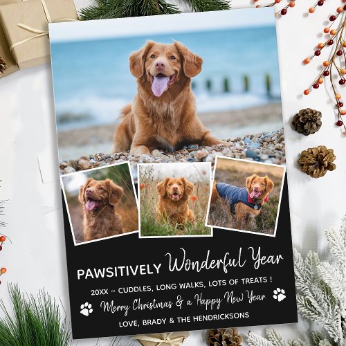 Pawsitively Pet Year in Review Black Pet Dog Photo Holiday Card