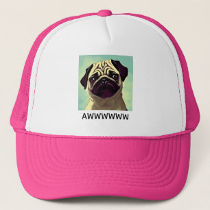 Pawsitively Pug-orable Adorable Pug Puppy Dog Art Trucker Hat
