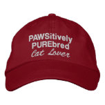 Pawsitively Purebred Cat Lover Embroidered Baseball Hat at Zazzle