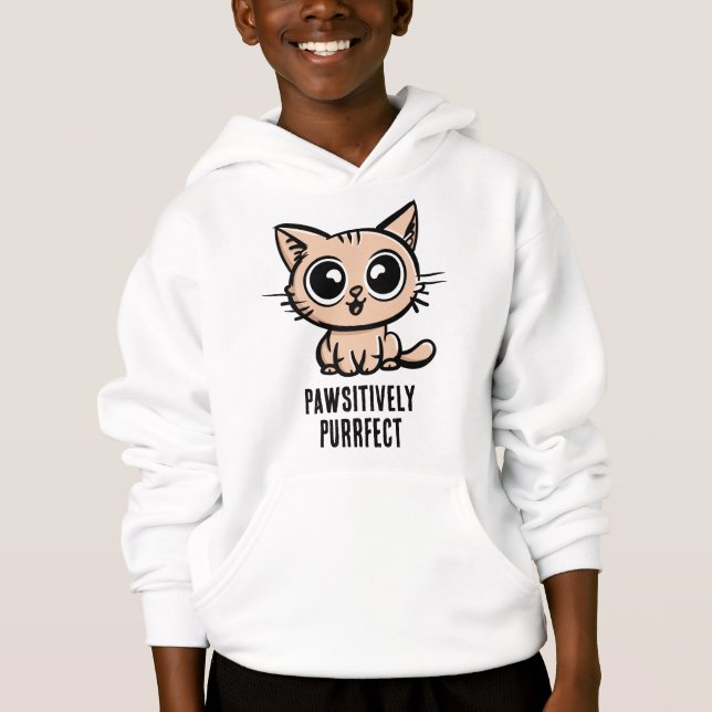 Pawsitively Purrfect, Beautiful Manga Kitten Hoodie (Front)
