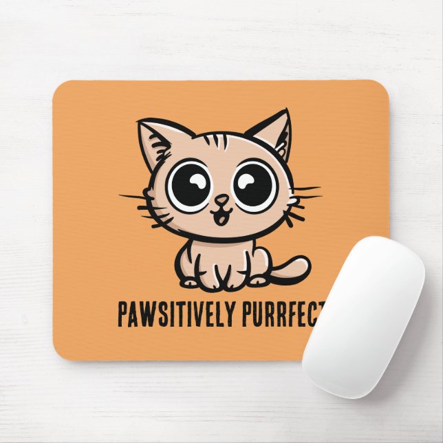 Pawsitively Purrfect, Beautiful Manga Kitten Mouse Pad (With Mouse)