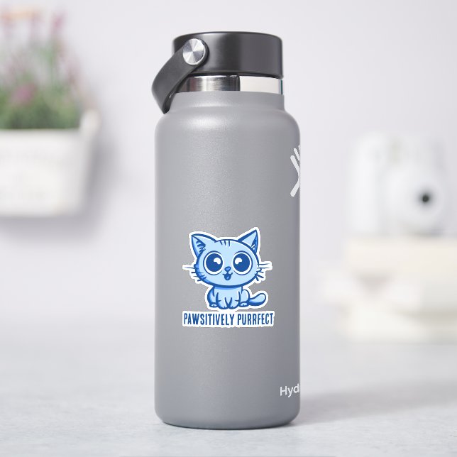 Pawsitively Purrfect, Beautiful Manga Kitten Sticker (HydroFlask)