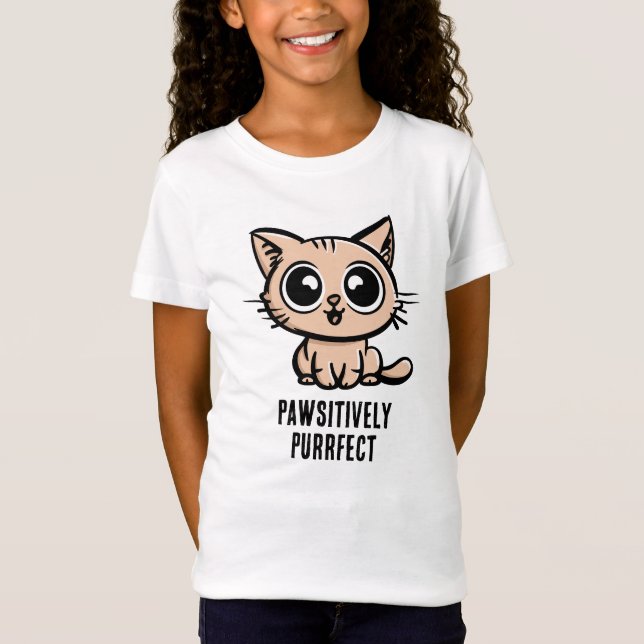Pawsitively Purrfect, Beautiful Manga Kitten T-Shirt (Front)