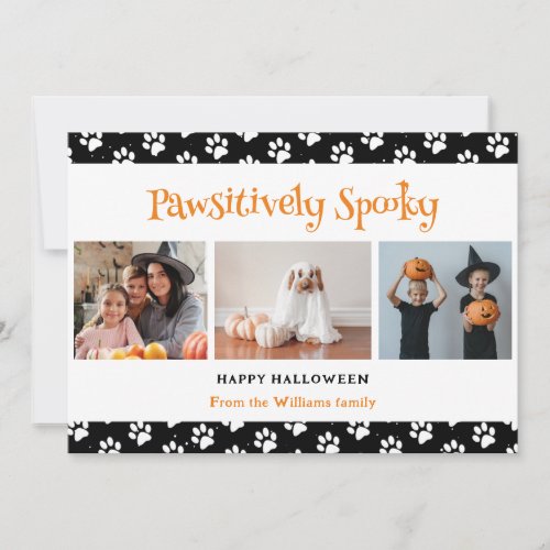Pawsitively Spooky Black Pet Photo Halloween  Holiday Card