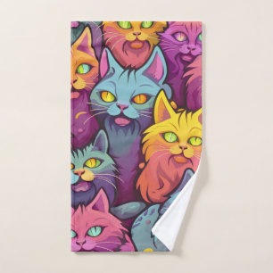 Pawsitively Stylish: Street Cats Pattern Hand Towel