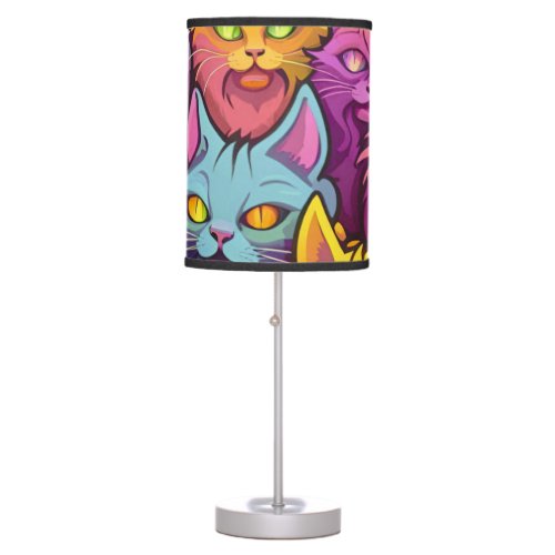 Pawsitively Stylish Street Cats Pattern  Table Lamp