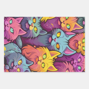 Pawsitively Stylish: Street Cats Pattern Wrapping Paper Sheets