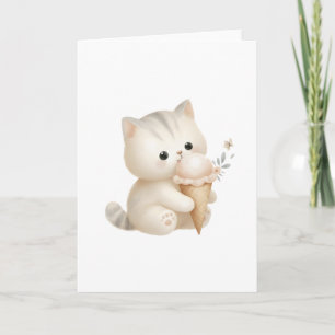 Pawsitively Sweet Happy Cat with Ice Cream Cone Card