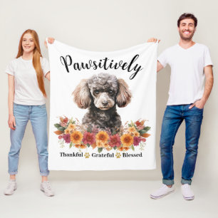 Pawsitively Thankful Grateful Blessed Cute Dog Fleece Blanket