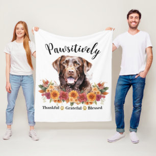 Pawsitively Thankful Grateful Blessed Cute Dog Fleece Blanket