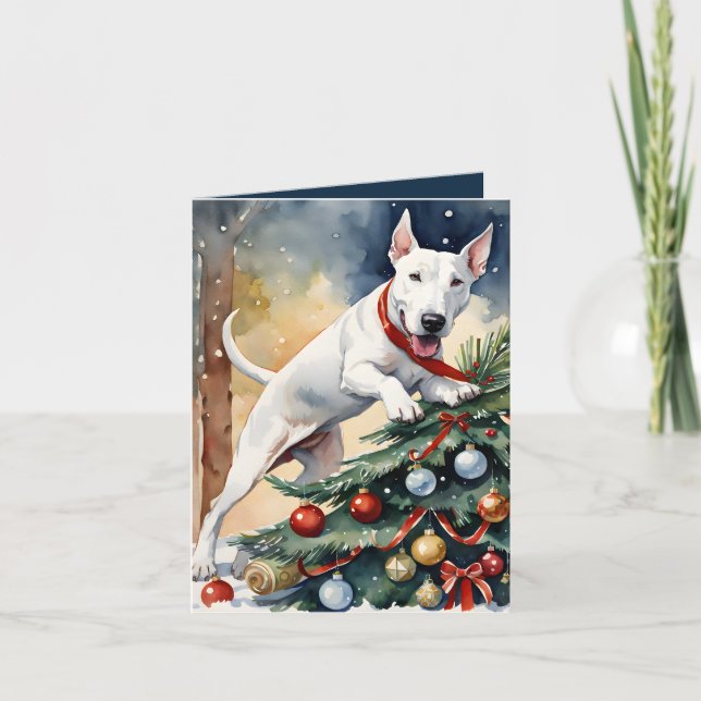 Pawsitively Wonderful Bull terrier Christmas Card (Front)