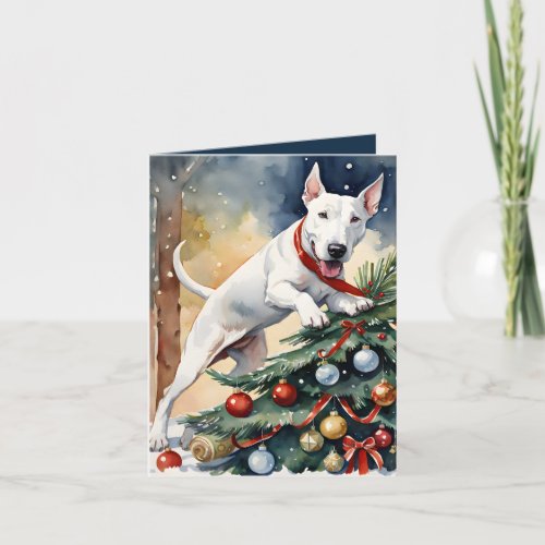 Pawsitively Wonderful Bull terrier Christmas Card