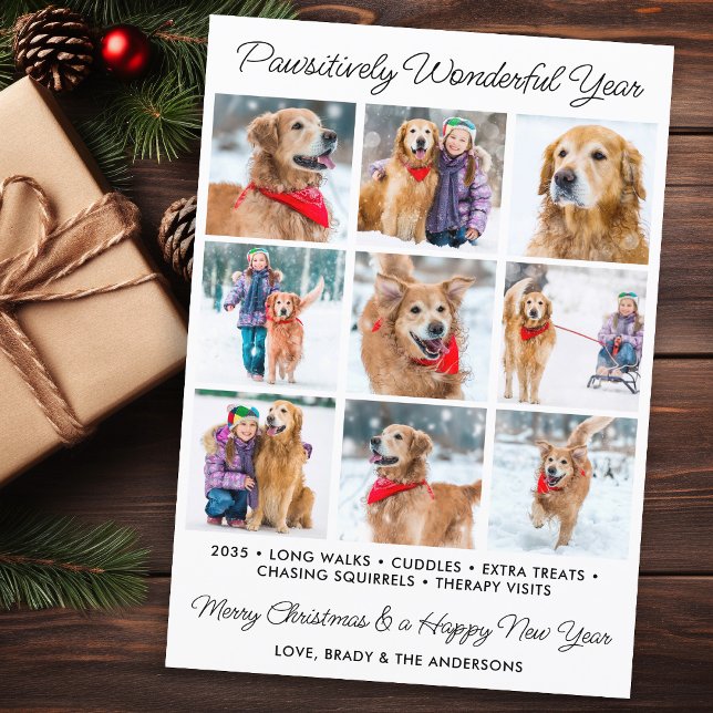 Pawsitively Wonderful Year Dog Pet Photo Collage Holiday Card (Creator Uploaded)