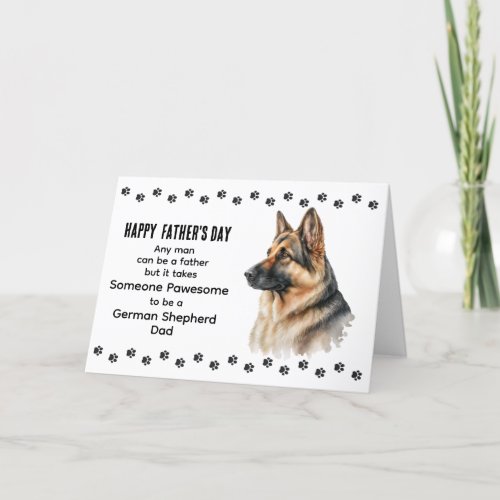Pawsome Best Dog Dad German Shepherd Fathers Day  Holiday Card