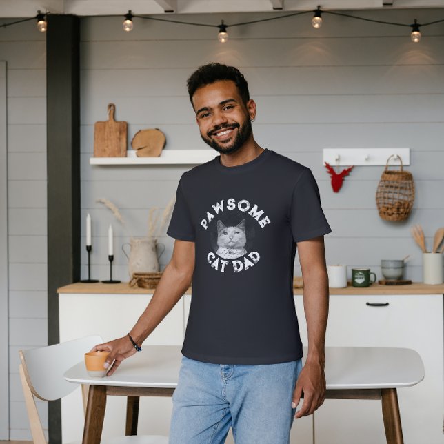 Pawsome Cat Dad - Personalizable Cat Photo T-Shirt (Creator Uploaded)