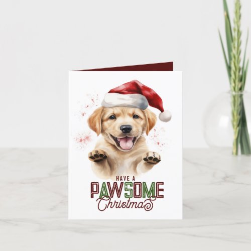 Pawsome Christmas Labrador Santa Custom Message Holiday Card