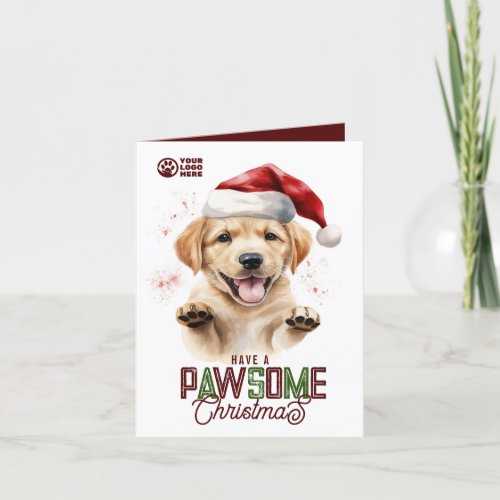 Pawsome Christmas Labrador Santa LOGO Pet Business Holiday Card