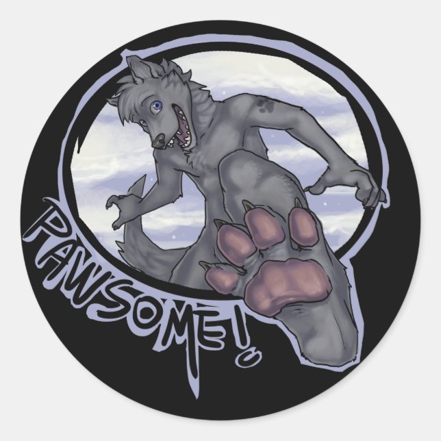 pawsome classic round sticker (Front)