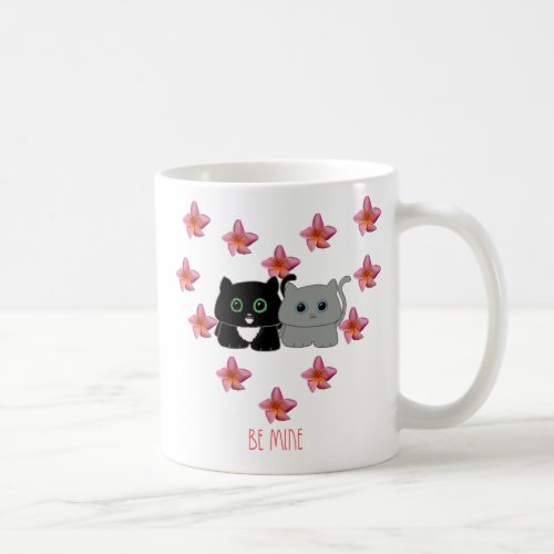 Pawsome Couple Plumeria Heart Valentine Be Mine Coffee Mug