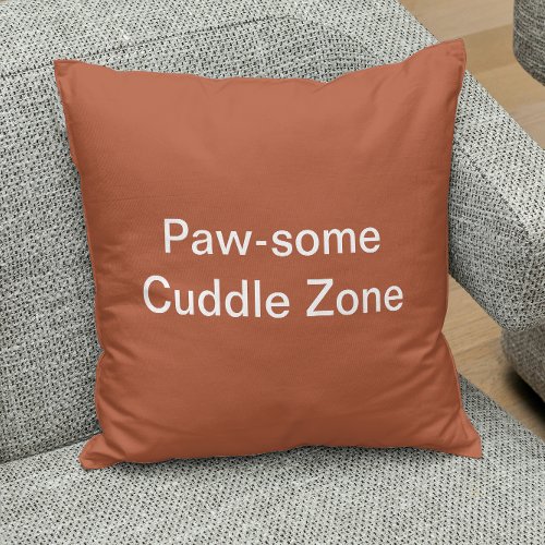 Pawsome Cuddle Zone Cute Cat Personalized Coffee Throw Pillow
