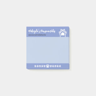 Pawsome Cute White Cat Paws Blue Post-it Notes