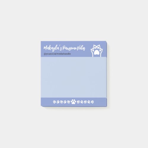 Pawsome Cute White Cat Paws Blue Post_it Notes