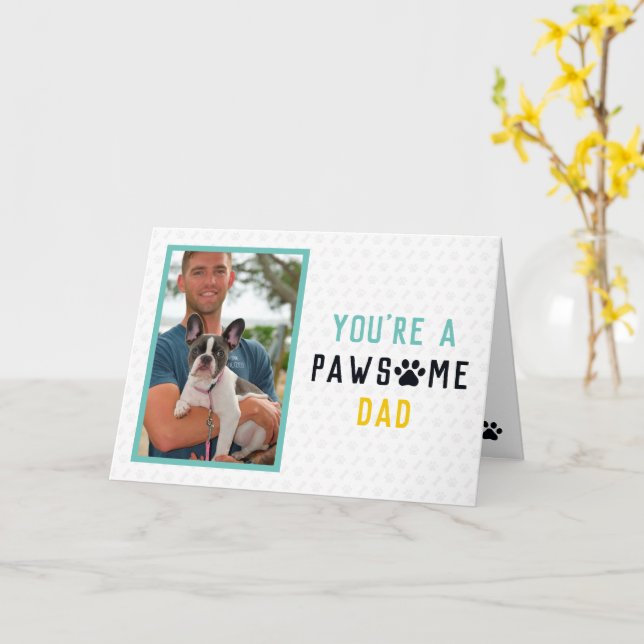 Pawsome Dog Dad | Frenchie Father's Day Card (Yellow Flower)