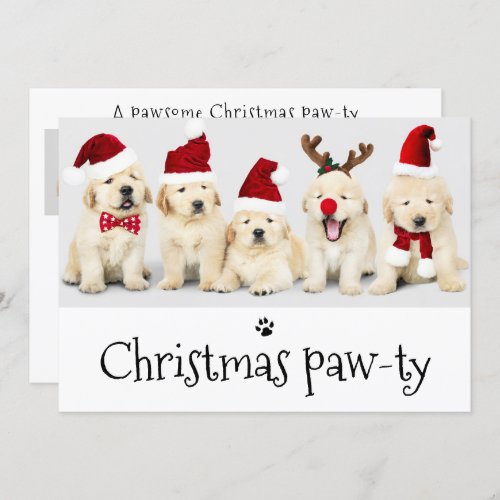 Pawsome Dog Pawty Christmas 5 Photo Card