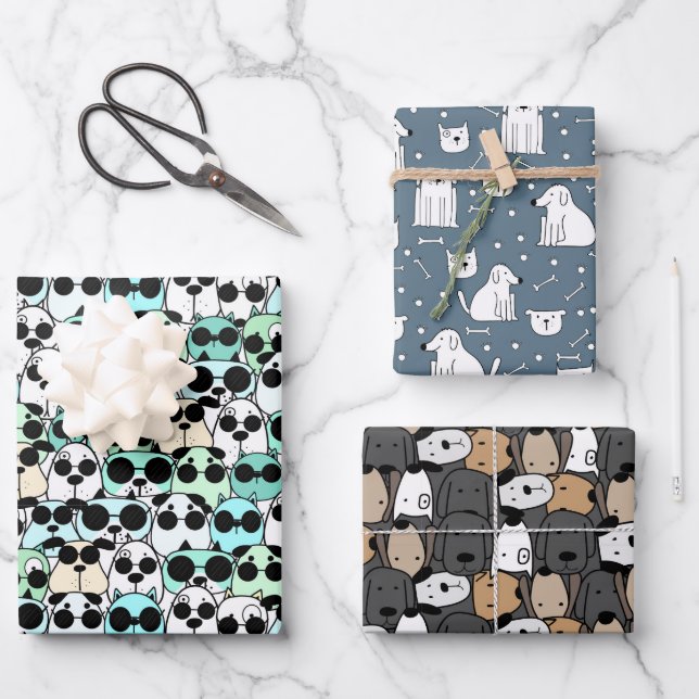 Pawsome Dogs Parade Wrapping Paper Sheets (Front)