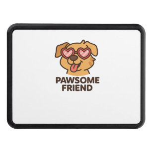 Pawsome Friend Cool Dog with Heart Glasses Hitch Cover